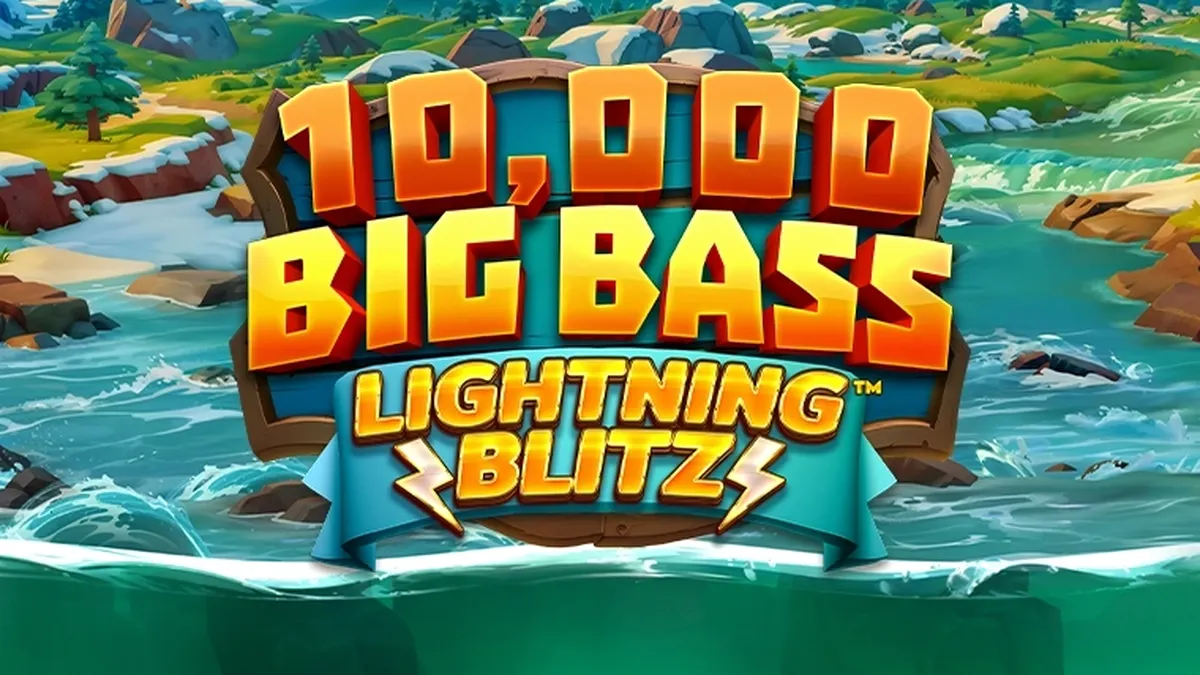Tampilan visual slot 10,000 Big Bass Lightning Blitz dengan tema memancing yang memukau